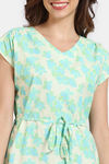 Zivame Aquarelle Woven Loungewear Mid Length Nightdress - Lime Cream — thumbnail 5